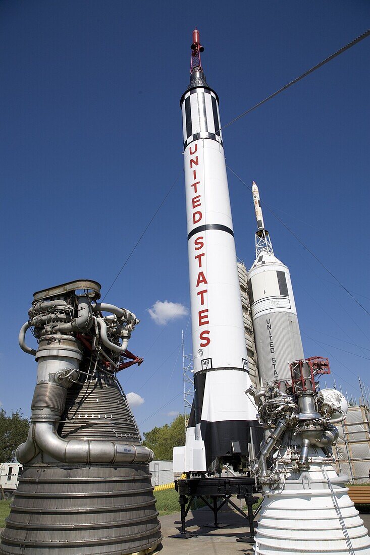 Old rockets on display at Johnson Space Centre, Houston, Texas, United States of America, North America