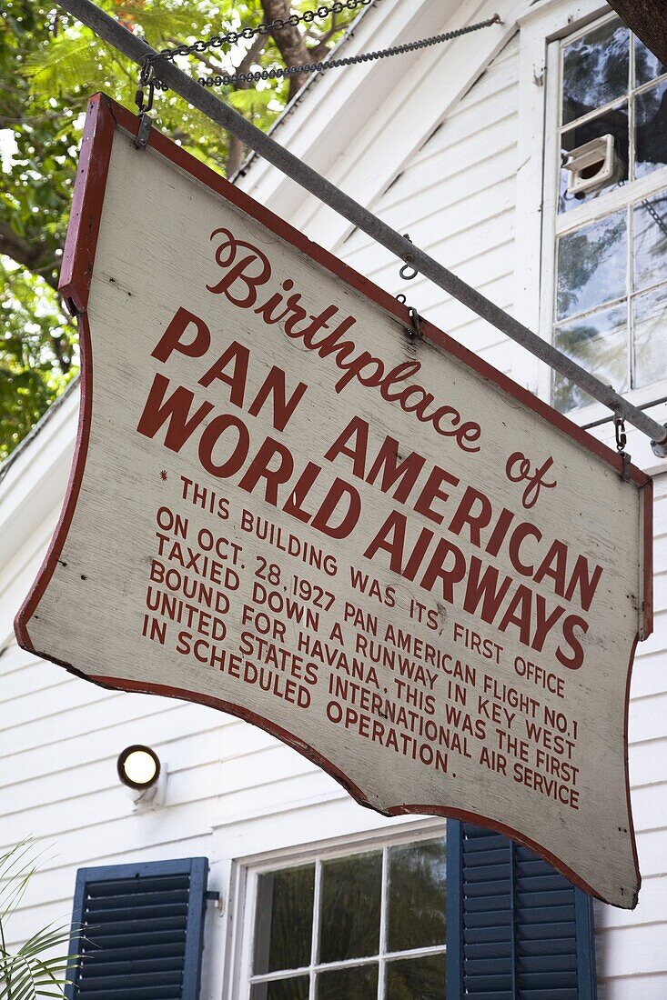 Sign for Pan American Airways in Key West, Florida, United States of America, North America