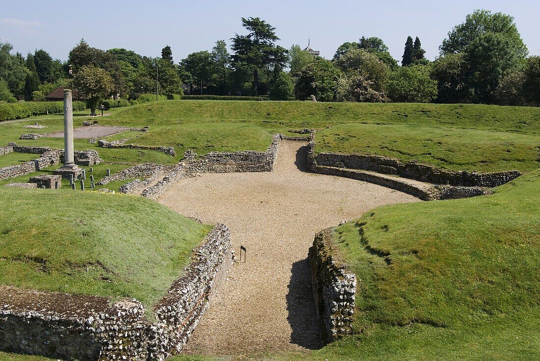 Roman theatre, built around AD140, St. Alban's, Hertfordshire, England, United Kingdom, Europe