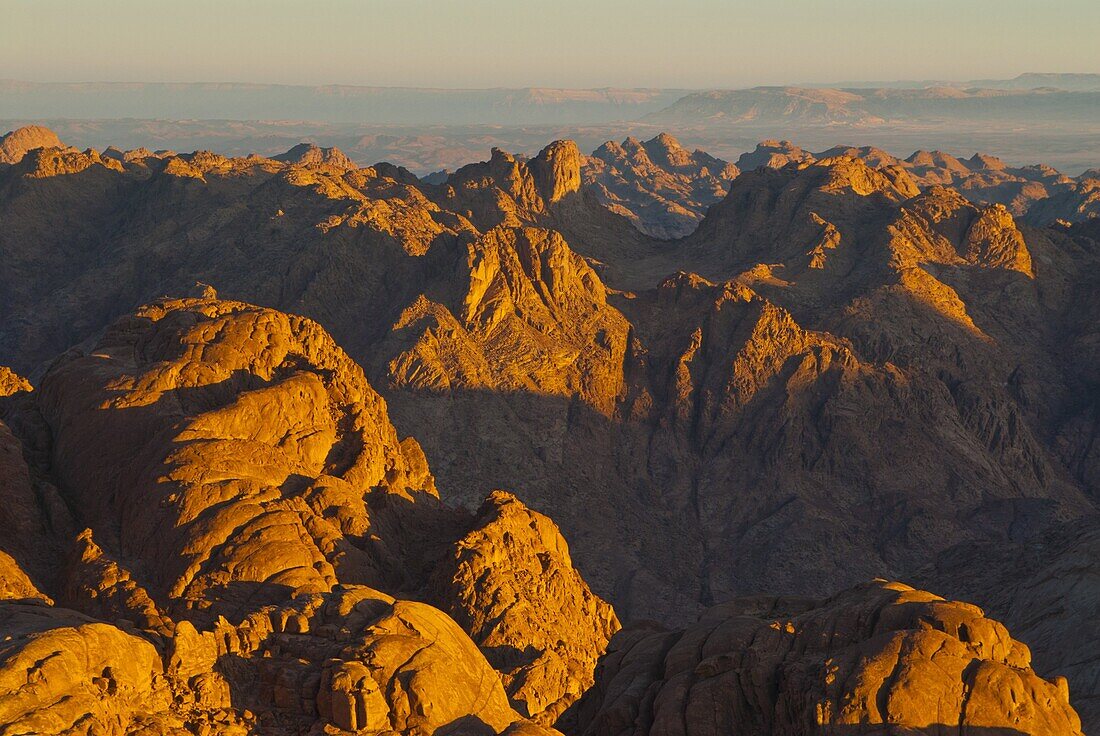View over the Sinai desert from Mount Sinai, Egypt, North Africa, Africa