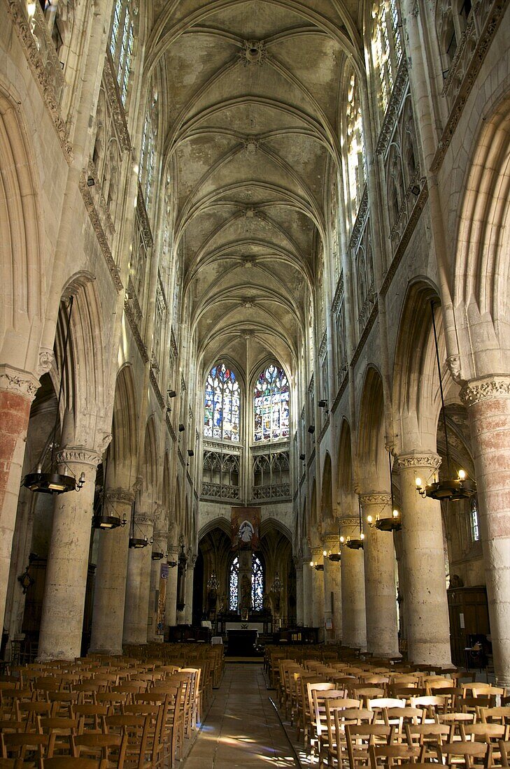Interior of Notre Dame church, dating from the 15th century, the Vessel, Caudebec en Caux, Normandy, France, Europe