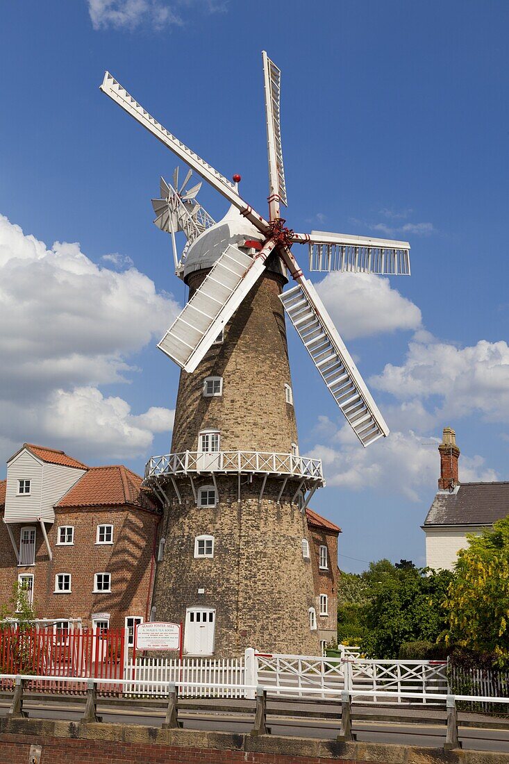 The Maud Foster Windmill is a seven storey, five sailed windmill located by the Maud Foster Drain, Skirbeck, Boston, Lincolnshire, England, United Kingdom, Europe