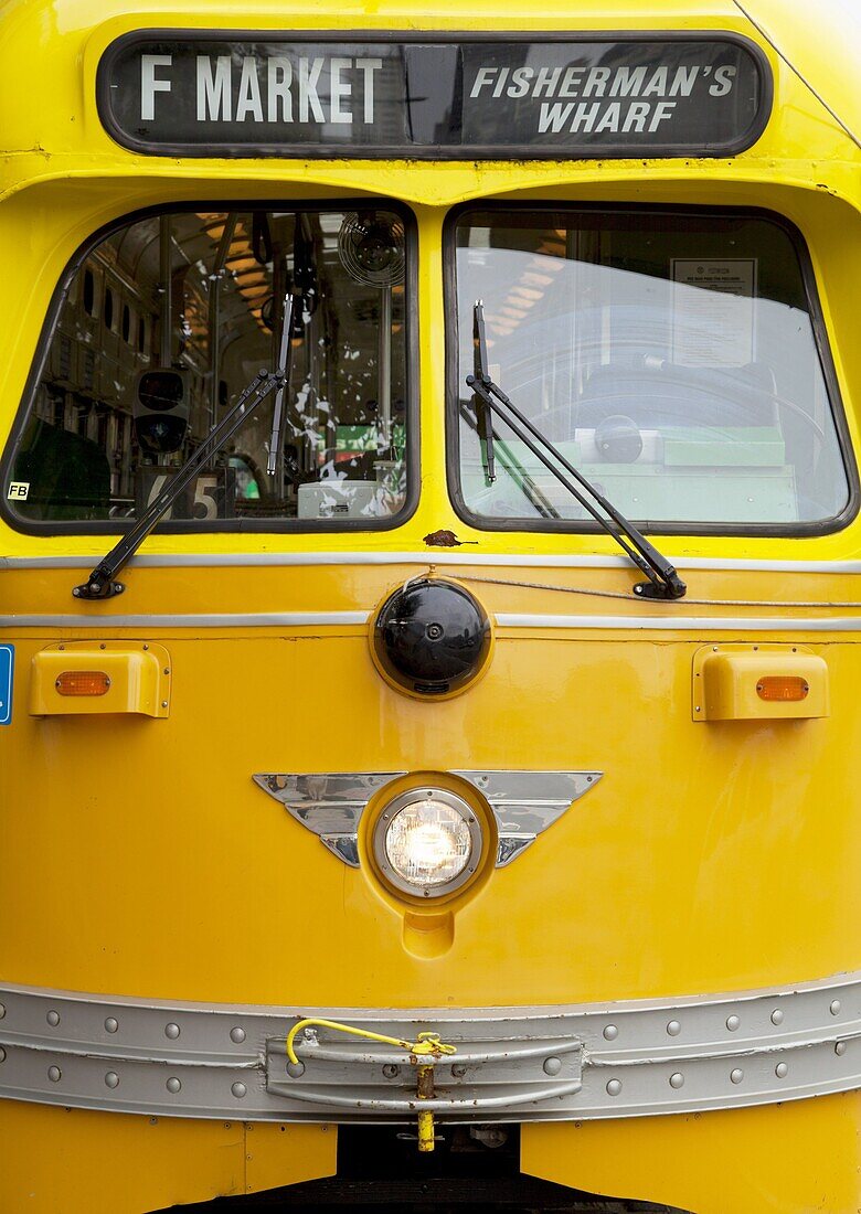 Historic tram on the F line from Fisherman's Wharf to Market Street, known as the historical tram route, San Francisco, California, United States of America, North America