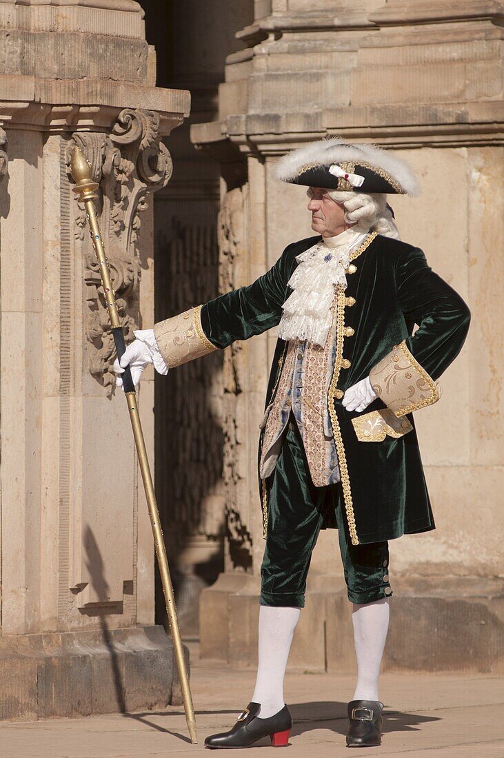 Costumed re-enactor at the Zwinger, Dresden, Saxony, Germany, Europe