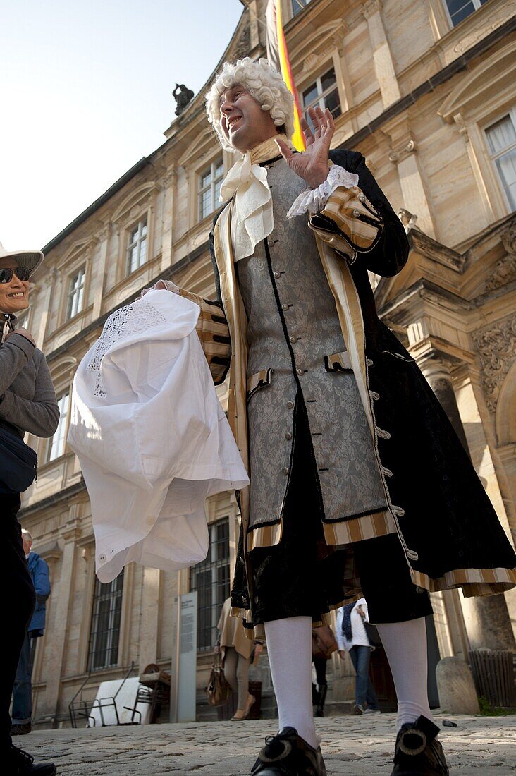 Costumed re-enactor at the New Residence, Bamberg, Bavaria, Germany, Europe