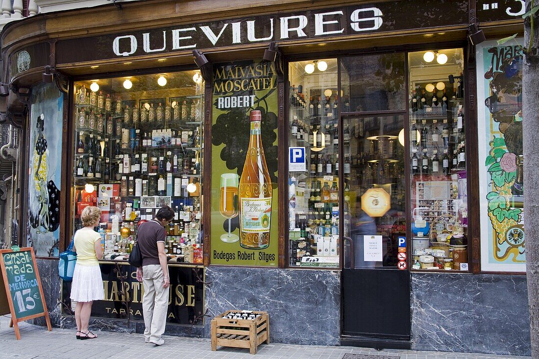 Queviures store on Roger de Lluria Street, Barcelona, Catalonia, Spain, Europe