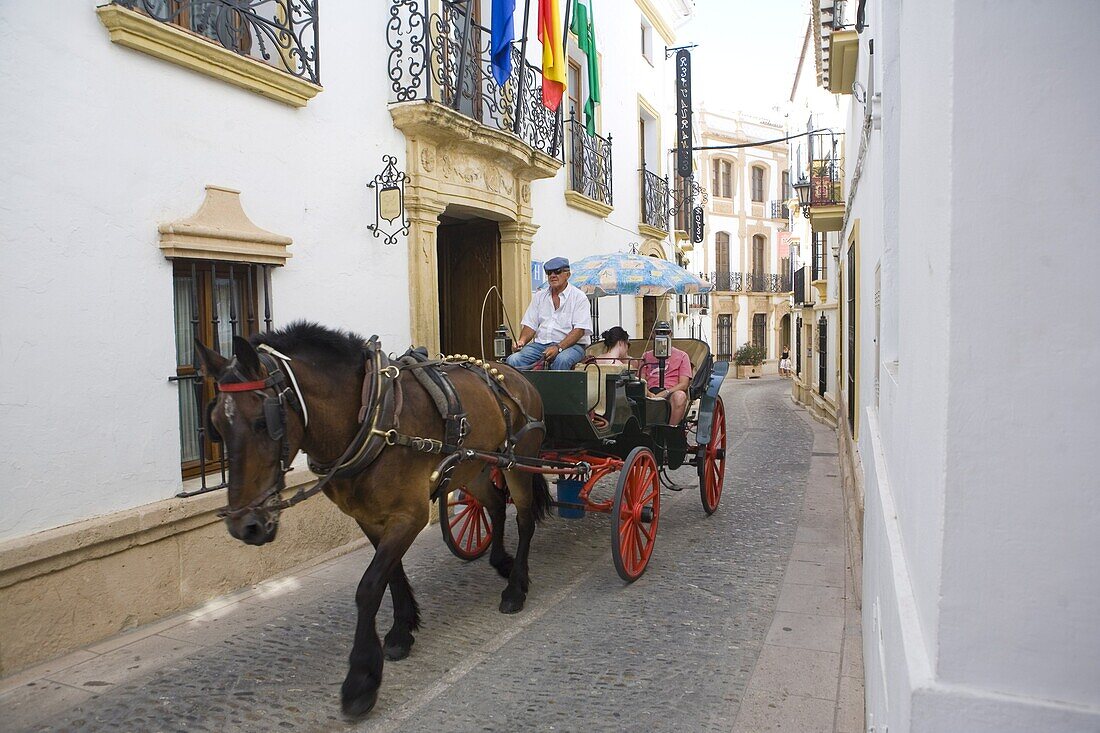 Horse drawn carriage, Ronda, one of the white villages, Malaga province, Andalucia, Spain, Europe