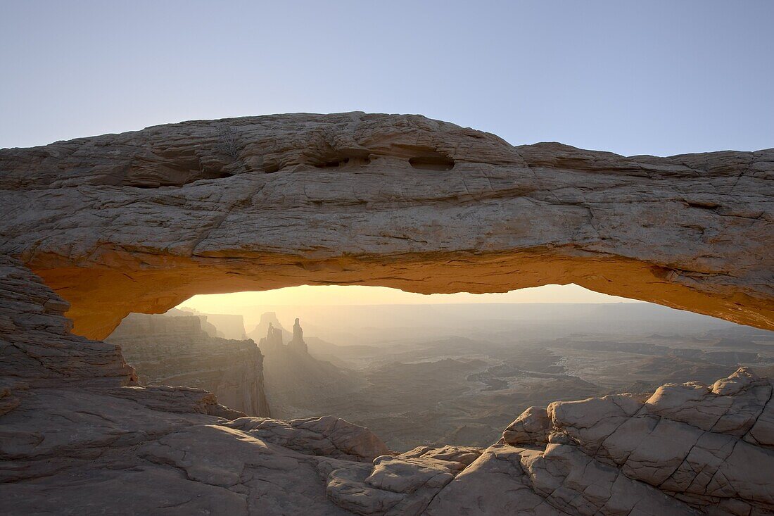 Mesa Arch at dawn, Canyonlands National Park, Island in the Sky District, Utah, United States of America, North America