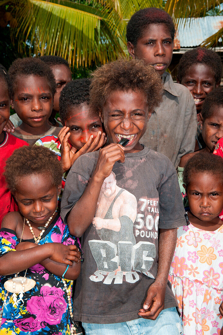 Cheerful indigenous children, Kopar, East Sepik Province, Papua New Guinea, South Pacific