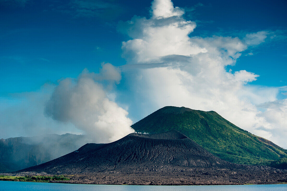 Steam comes from active volcano, Rabaul, East New Britain Province, Papua New Guinea, South Pacific