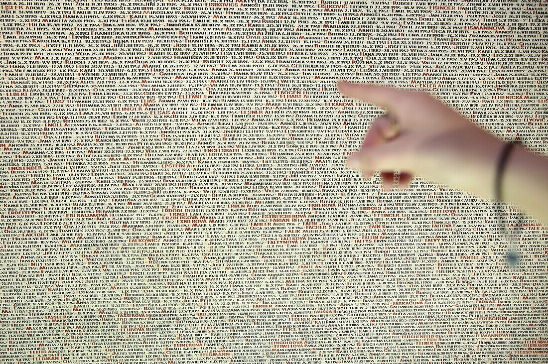 Wall of names, Memorial to the 80000 Jewish Victims of the Holocaust from Bohemia and Moravia, Pinkas Synagogue, Prague, Czech Republic, Europe