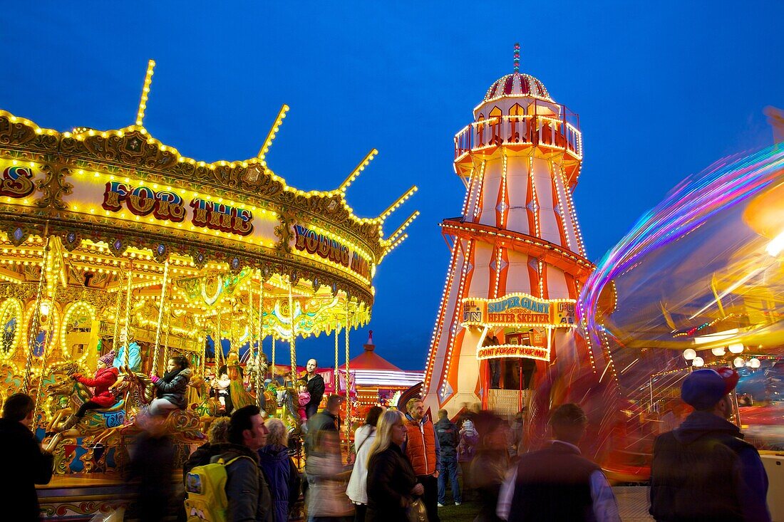 Helter Skelter, Goose Fair, Nottingham, Nottinghamshire, England, United Kingdom, Europe