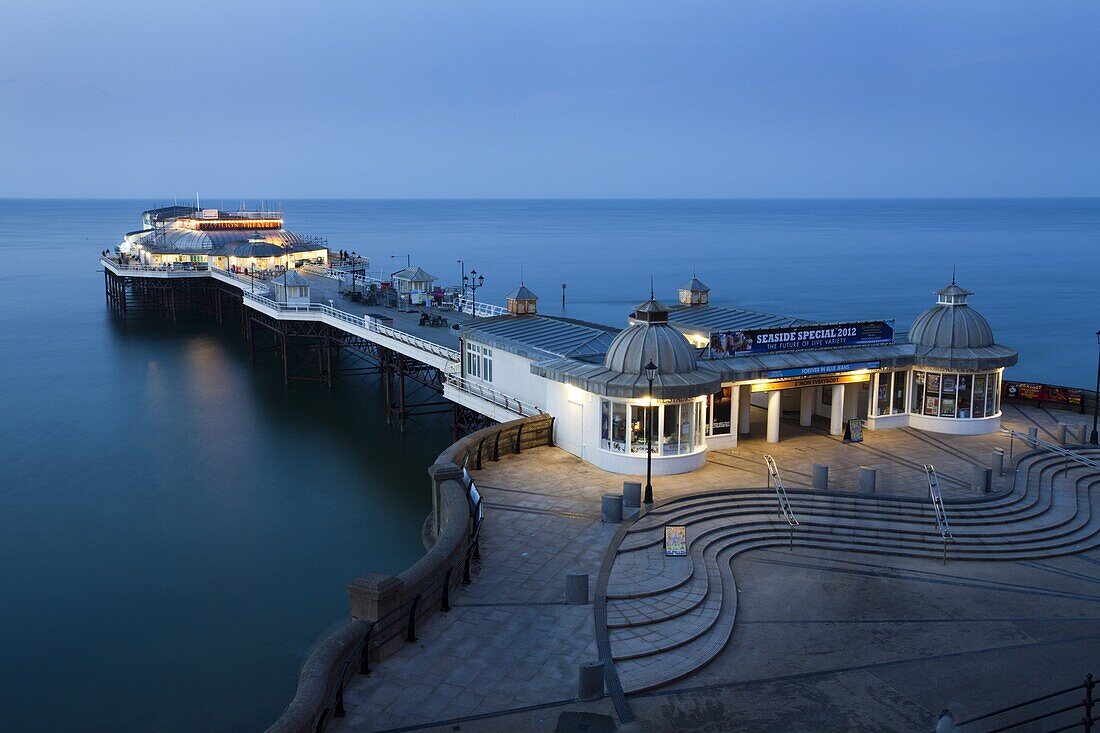 Cromer Pier at dusk, Cromer, Norfolk, England, United Kingdom, Europe