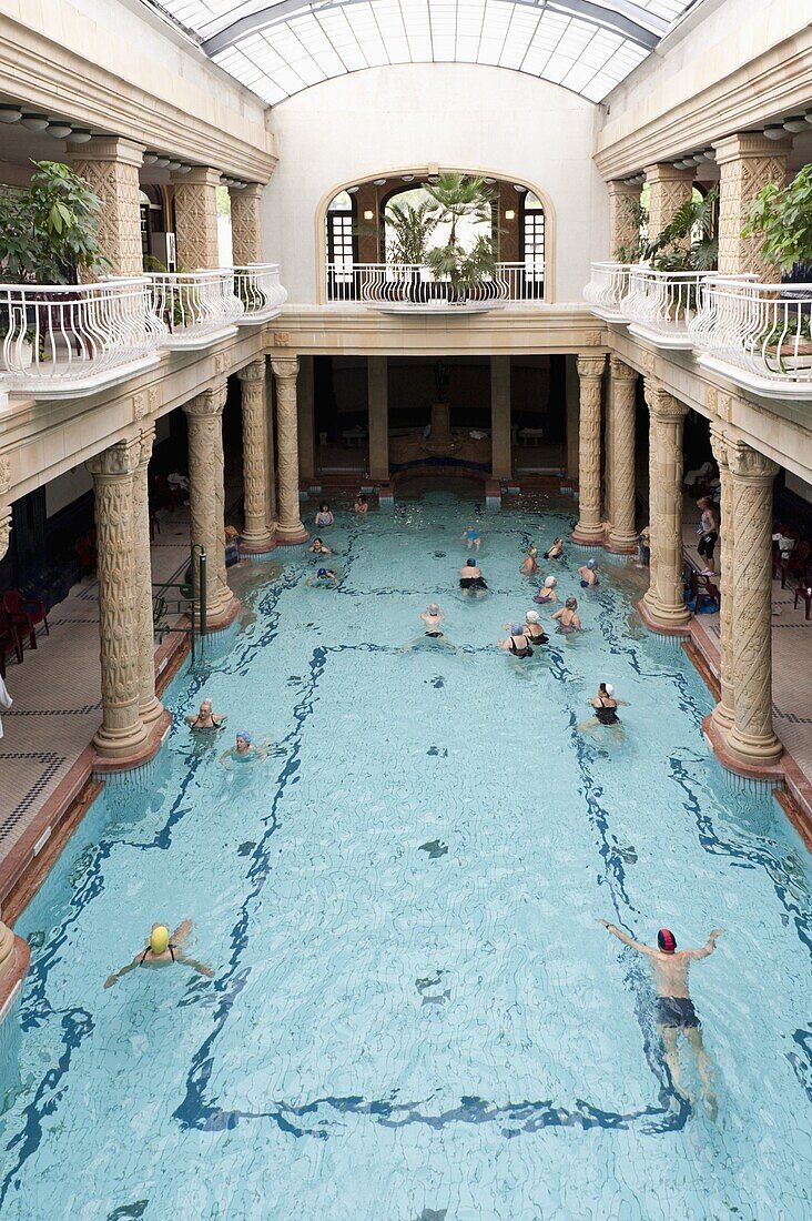 Interior pool, Gellert Baths, Budapest, Hungary, Europe