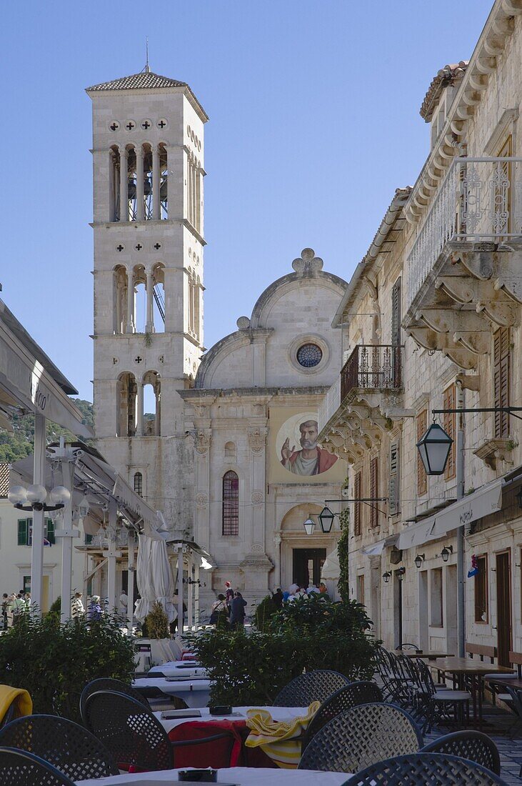 St. Stephen's Cathedral in the medieval city of Hvar, on the island of Hvar, Dalmatia, Croatia, Europe
