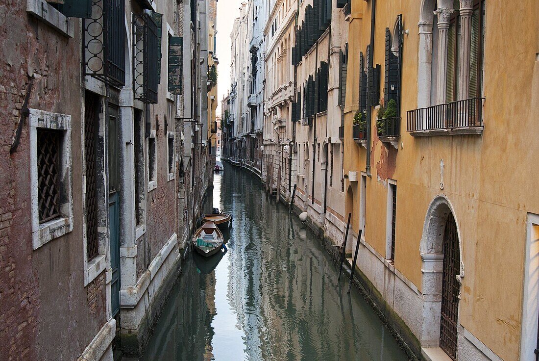 A canal in the Venetian Lagoon, Venice, UNESCO World Heritage Site, Veneto, Italy, Europe