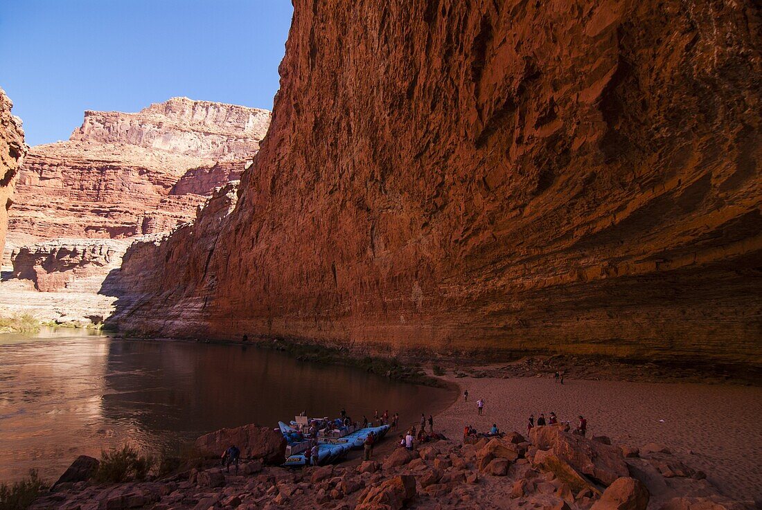 The Redwall Cavern, a giant cave in the walls of the Grand Canyon, seen while rafting down the Colorado River, Grand Canyon, Arizona, United States of America, North America