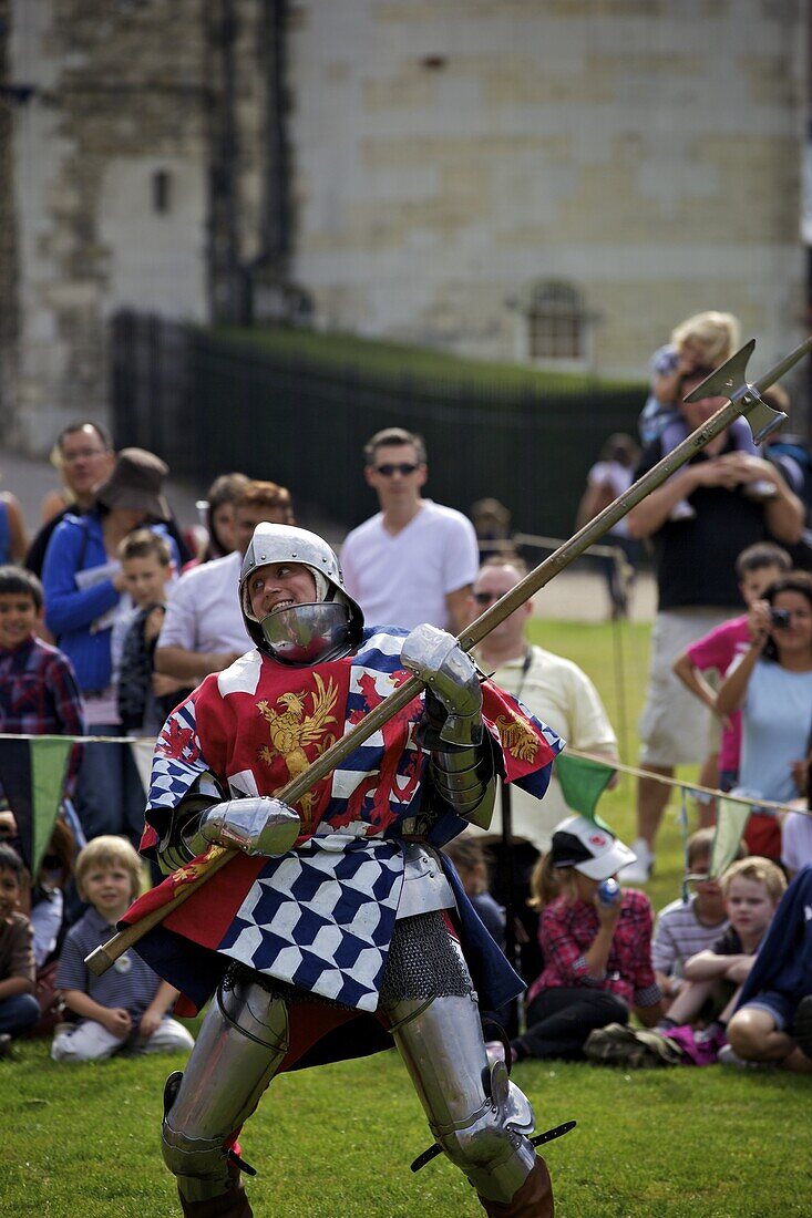 Reenactment of a knight's fight in the Tower of London, England, United Kingdom, Europe