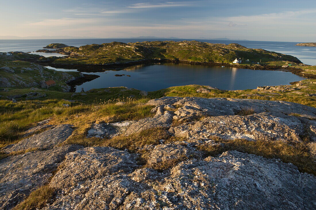 View towards the township on Manish on the east coast of Harris, Outer Herbrides, Scotland, United Kingdom, Europe