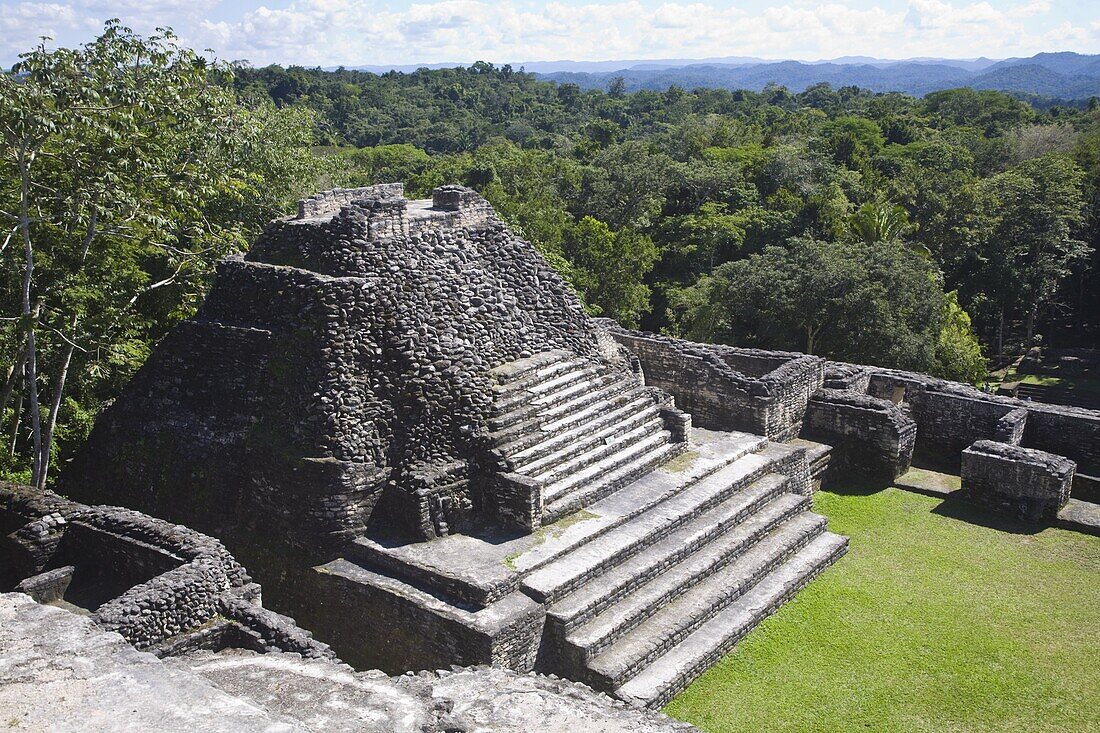 Plaza B temple, Mayan ruins, Caracol, Belize, Central America