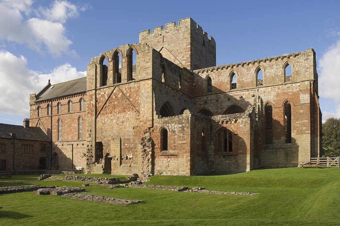 Built with stone taken from Hadrians Wall, Lanercost Abbey, Lanercost, near Brampton, Cumbria, England, United Kingdom, Europe