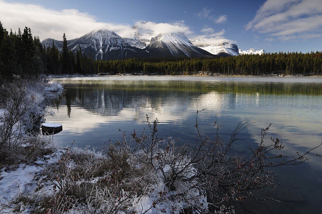 Herbert Lake and Bow Range, Banff National Park, UNESCO World Heritage Site, Rocky Mountains, Alberta, Canada, North America