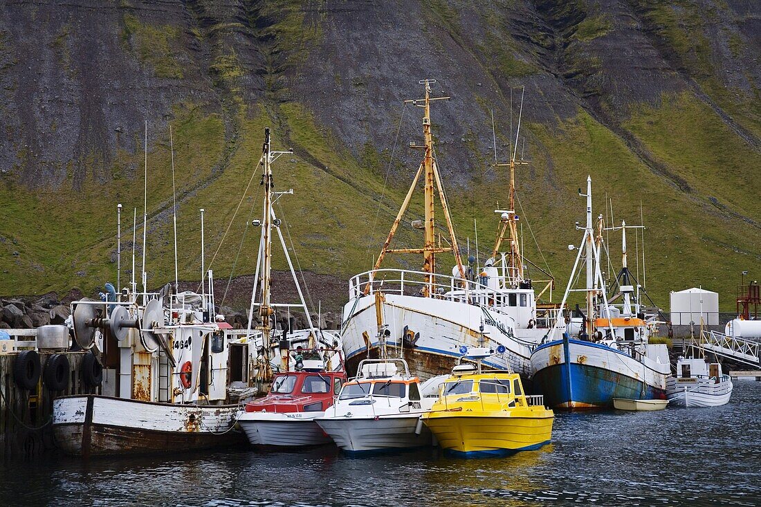 Fishing vessels, Port of Isafjordur, West Fjords Region, Iceland, Polar Regions