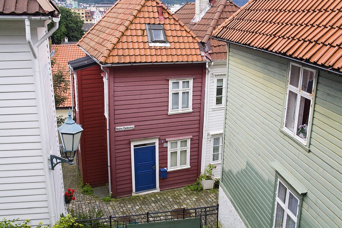 Wooden buildings in the Old Town District, Bergen City, Hordaland District, Norway, Scandinavia, Europe