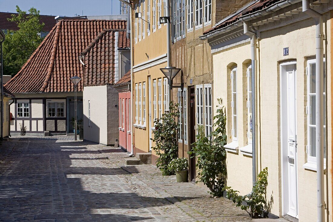 Overgade and Nedergate, area where Hans Christian Andersen was born, Odense, Funen, Denmark, Scandinavia, Europe