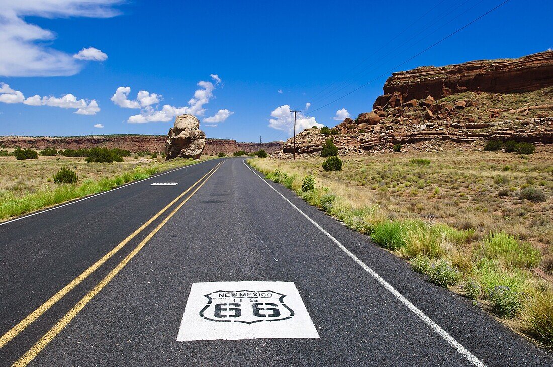 Road sign along historic Route 66, New Mexico, United States of America, North America