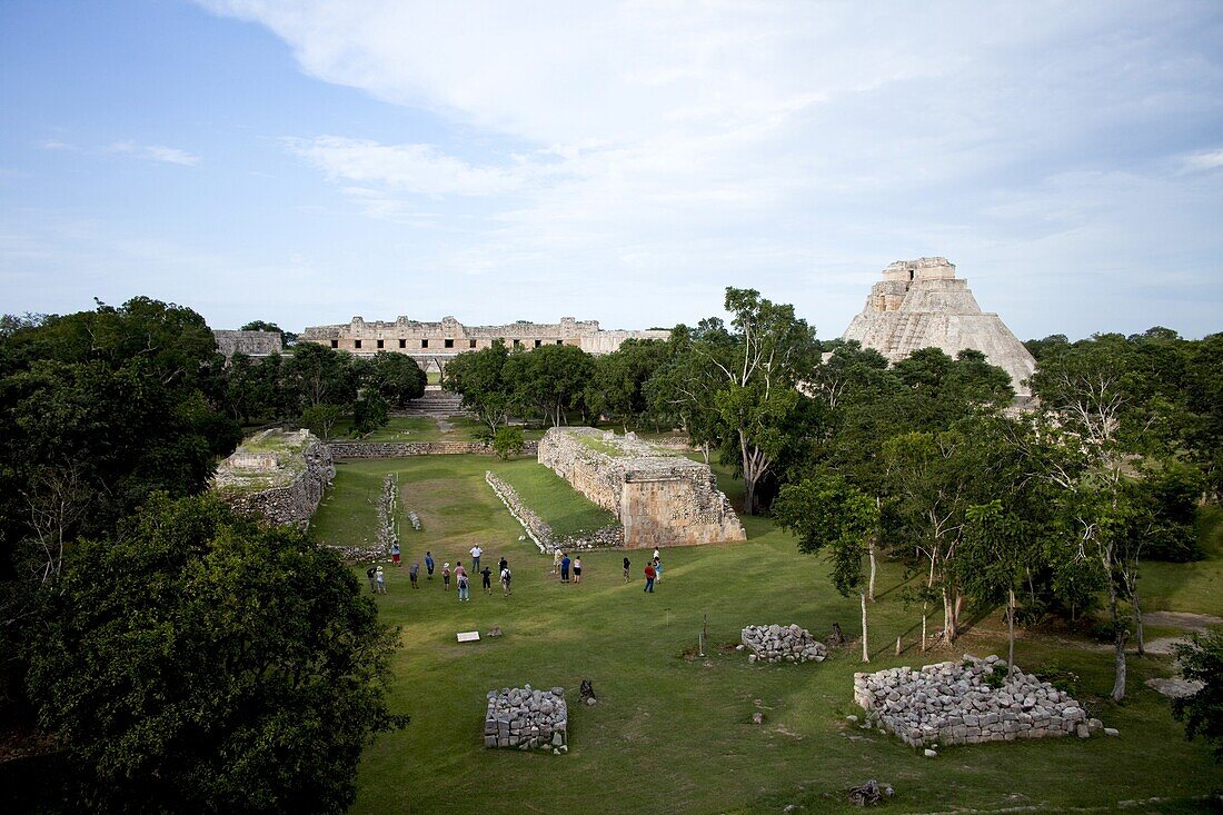 View over the Mayan ruins of Uxmal, UNESCO World Heritage Site, Yucatan, Mexico, North America