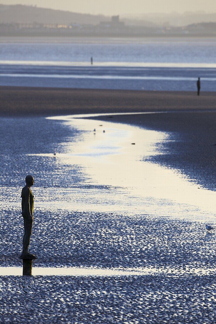 Antony Gormley sculpture, Another Place, Crosby Beach,  November, Merseyside, England, United Kingdom, Europe