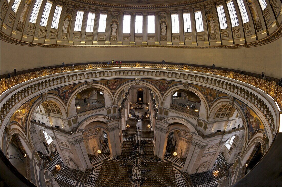 Whispering Gallery and nave, interior of St Paul's Cathedral,  London, England, United Kingdom, Europe
