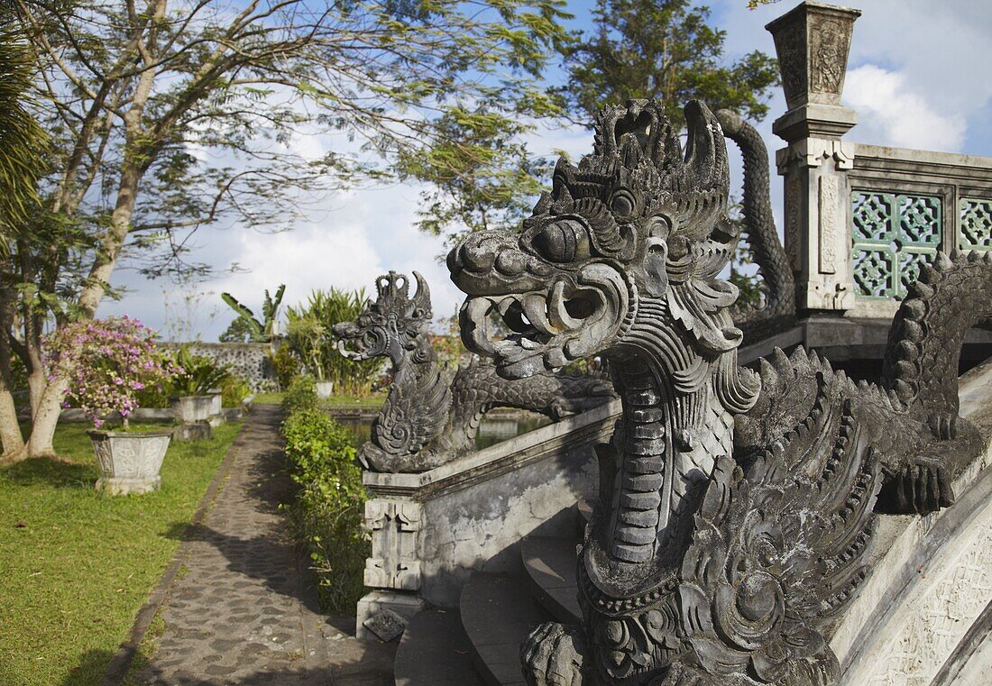 Bridge at Taman Tirta Gangga (Water Palace), Tirta Gangga, Bali, Indonesia, Southeast Asia, Asia