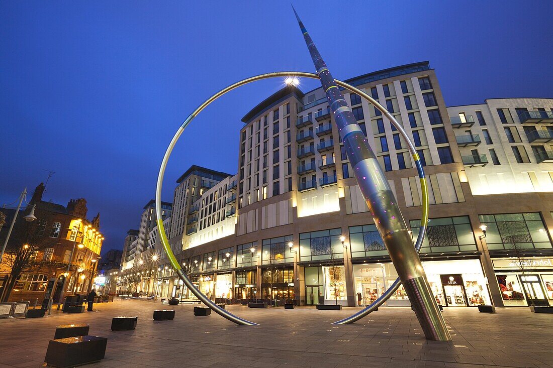 Alliance Sculpture by Metais, St. David's Shopping Centre, Cardiff, South Wales, Wales, United Kingdom, Europe
