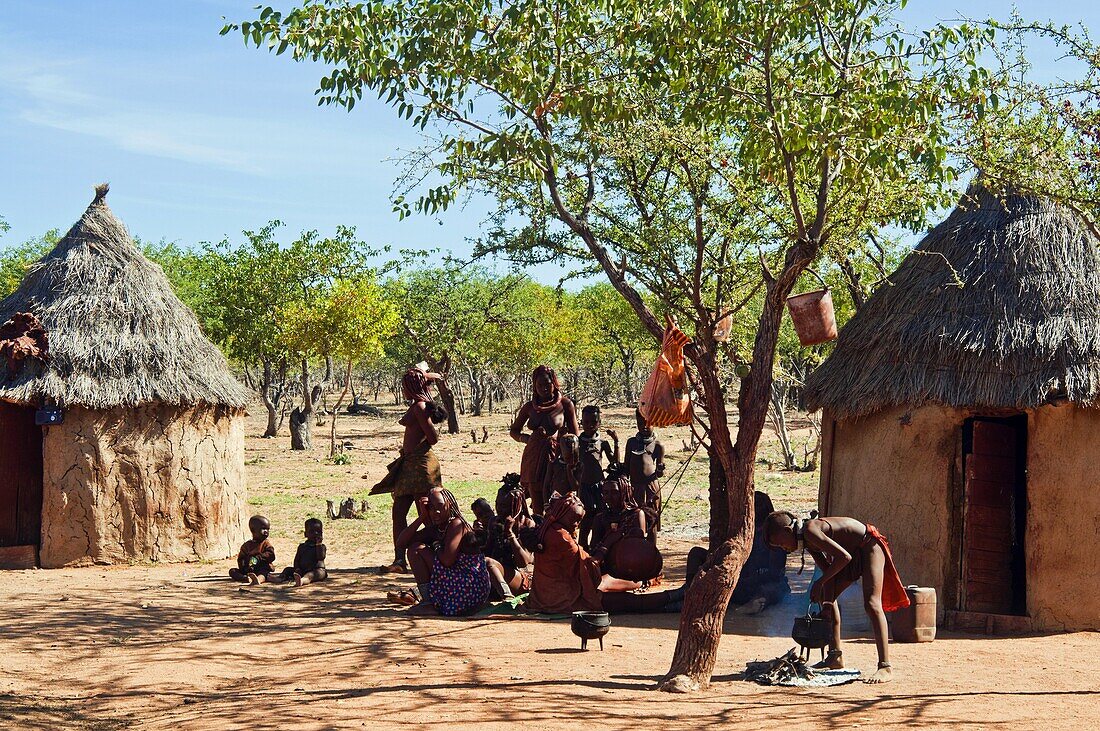 Himba village, Kaokoveld, Namibia, Africa