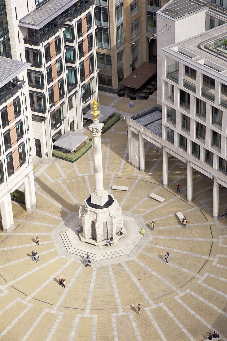 View of Paternoster Square and Column, taken from the Golden Gallery, St. Paul's Cathedral, City of London, London, England, United Kingdom, Europe