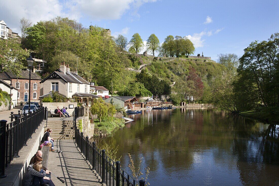 Sitting on the Riverside in spring, Knaresborough, North Yorkshire, England, United Kingdom, Europe