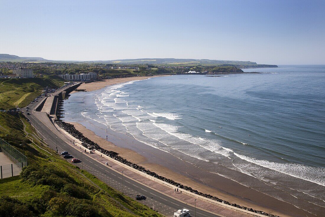 Tide coming in at North Sands, Scarborough, North Yorkshire, Yorkshire, England, United Kingdom, Europe