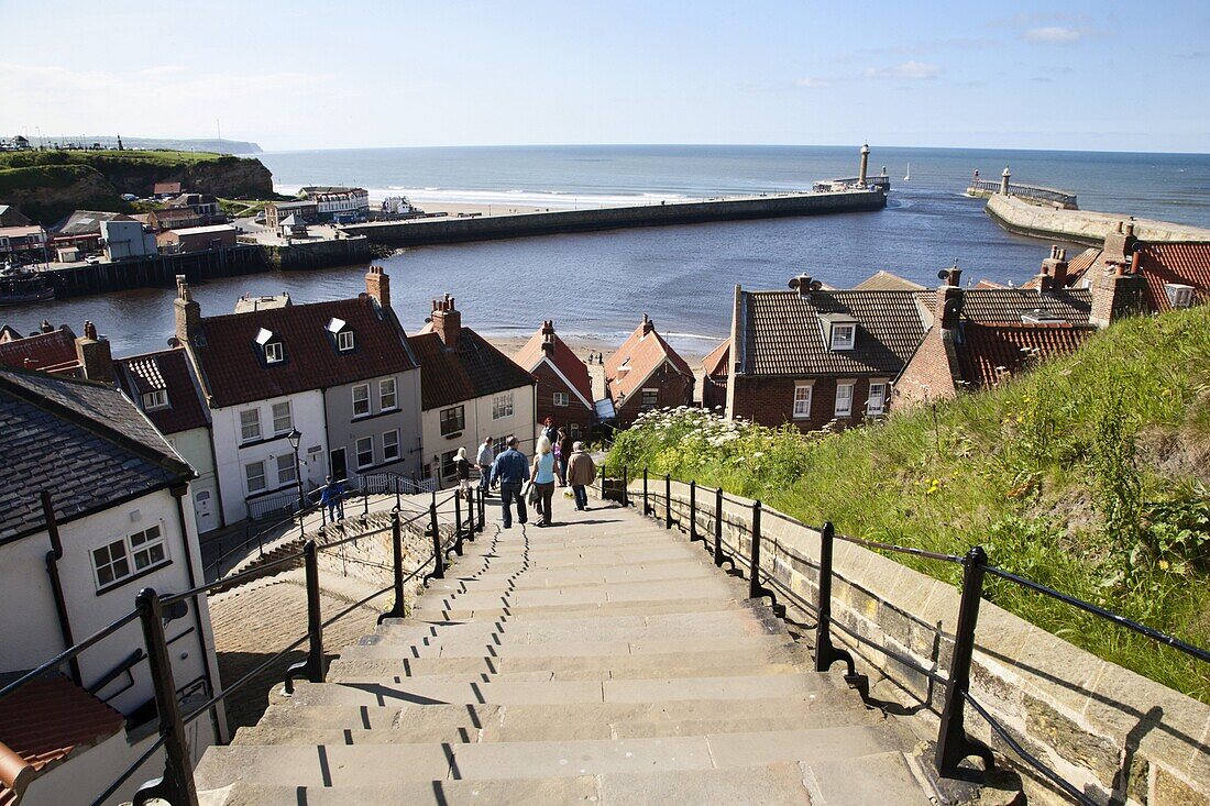 The 199 Steps in Whitby, North Yorkshire, England, United Kingdom, Europe