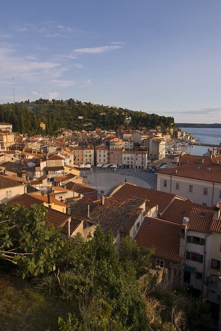 View over the old town of Piran, Slovenia, Europe
