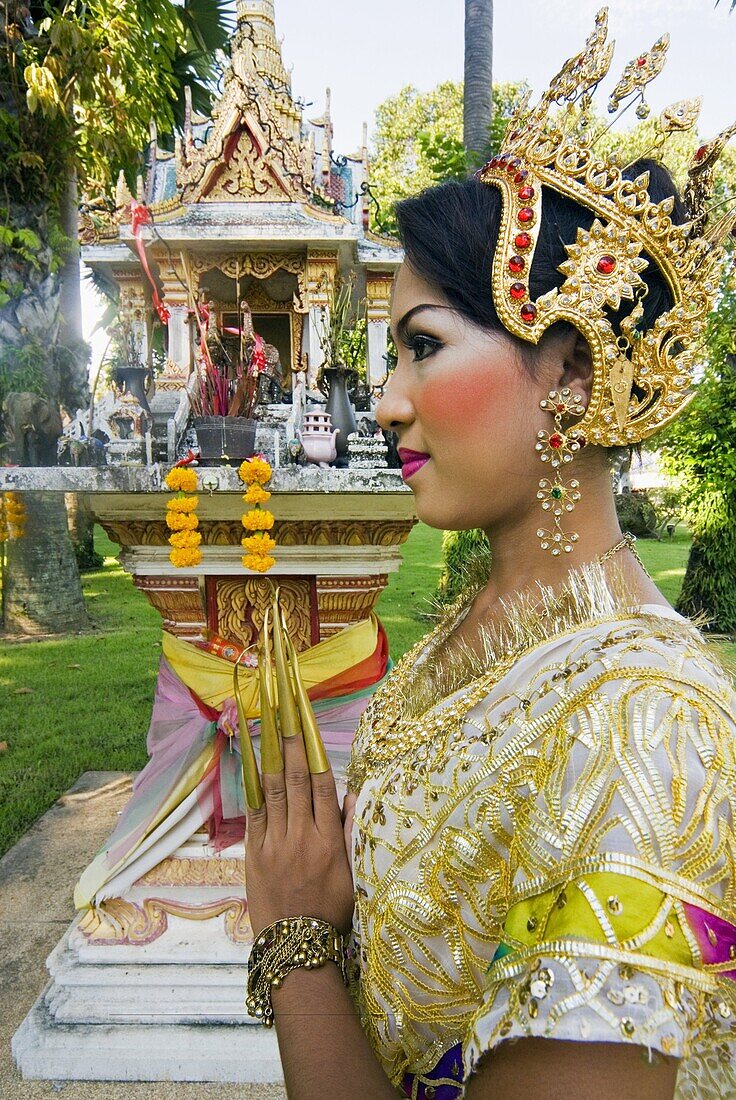 Girl in traditional Thai clothes, Phuket, Thailand, Southeast Asia, Asia