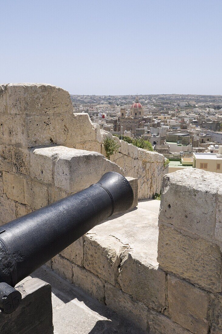 Cannon on the ramparts, The Citadel, Victoria (Rabat), Gozo, Malta, Europe