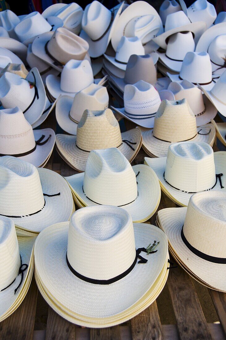 Hats, market day at Zaachila, Oaxaca, Mexico, North America