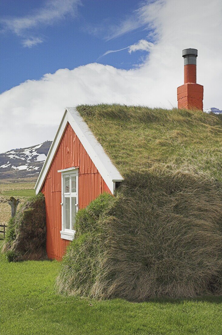 Lindarbakki turf house at Bakkagerdi, Borgarfjordur eystri North East area, Iceland, Polar Regions