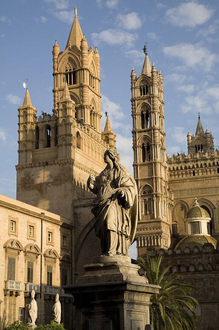 Cathedral and bell towers, Palermo, Sicily, Italy, Europe