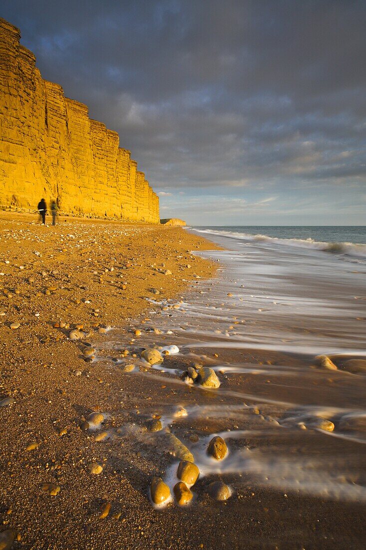 Golden sandstone cliffs at West Bay on the Jurassic Coast, UNESCO World Heritage Site, Dorset, England, United Kingdom, Europe