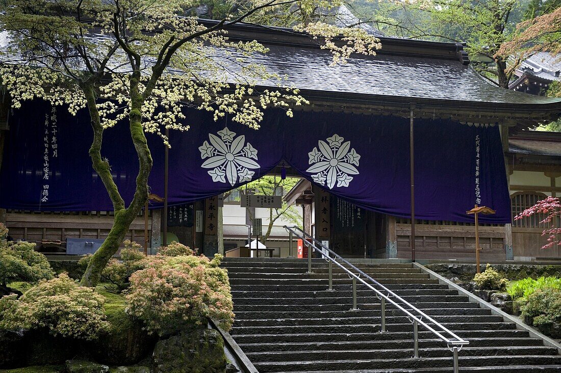 Entry portal at Eiheiji Temple, headquarters of Soto sect of Zen Buddhism, in Fukui, Japan