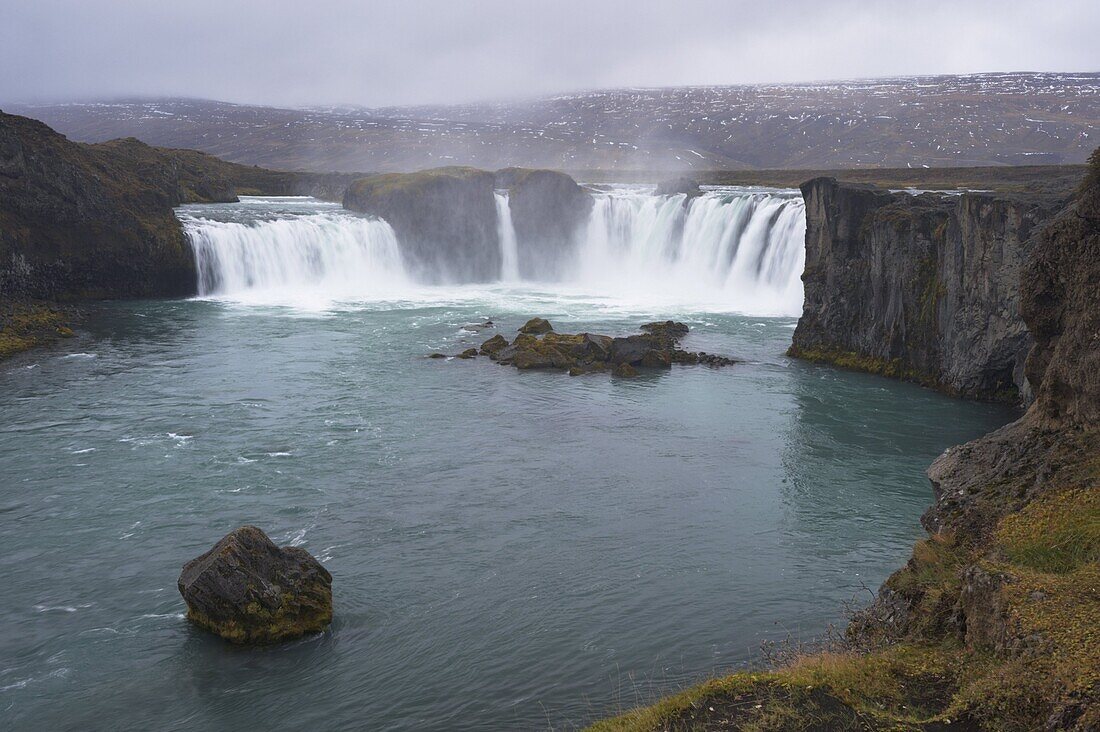 Godafoss waterfall (Fall of the Gods), between Akureyri and Myvatn, north coast, Iceland, Polar Regions