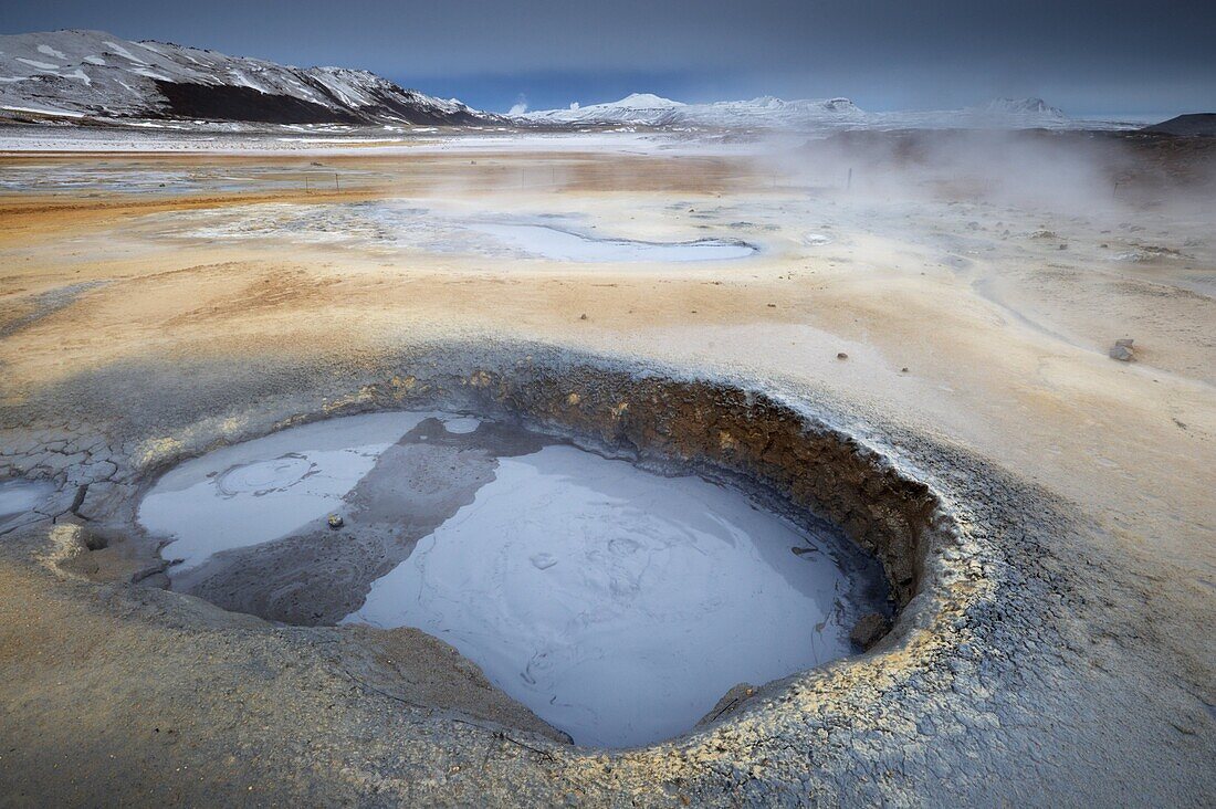 Mudpots at Namaskard geothermal area (Namafjall-Hverarond), near Lake Myvatn and Reykjahlid, North Iceland, Iceland, Polar Regions